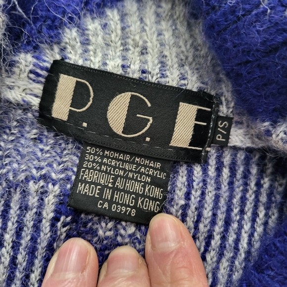 Vintage 1980s Mohair Blend Oversized Thick Fuzzy Blazer Style Cardigan Sweater - Picture 10 of 12